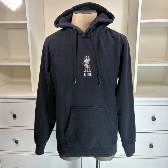 MONOPOLY Brand Rags to Riches Hoodie Mens X-Large Black "Pay Me" Graphic - Picture 3 of 7